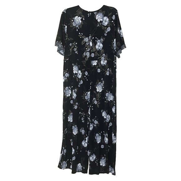 Signature by Robbie Bee Floral Jumpsuit 2X Faux Wrap Short Sleeve Wide Leg NWT - Picture 3 of 13